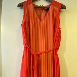 French Connection two-tone (peach) pleated dress, knee length